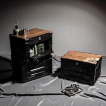 캠핑박스 사이드 오픈형 접이식 캠핑 폴딩박스 테이블+우드상판 세트, 폴딩 캠핑박스+우드상판(양면) 1세트