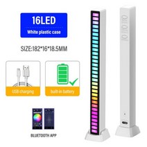 LED 리듬 조명 RGB 음악 화 블루투스 앱 제어 픽업 라이트 컴퓨터 TV 파티 음악 분위기 조명, 16LED-White-Battery