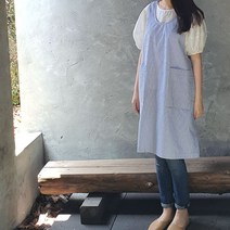방가지똥 앞치마 통원피스 네이비 스트라이프 리플지지미 앞치마