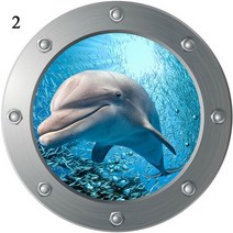 아트 타일 셀프욕실 카페 패턴 빈티지 조각 D Sealife 상어 물고기 잠수함 창 벽 스티커 냉장고 홈 장식 Diy 동물 Pvc 벽화 예술 YZL, 02 2