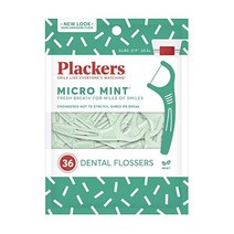 Plackers 마이크로 민트 덴탈 플로서 신선한 향 접이식 이쑤시개 슈퍼 터플로스 슈어 지퍼 씰이 있는 간편한 보관 300개, 36개(1팩)