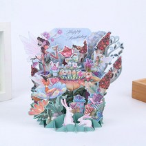 팝업 3D 생일 카드 세계 명소 비즈니스 초대장 선물 인사말 관광 엽서 남자 친구 아빠, 30 Flower Faerie