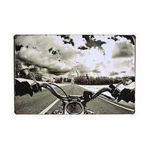 UOOPAI 타고 무료 경로 66 오토바이 복고풍 금속 주석 기호 소박한 벽 차고 장식 미