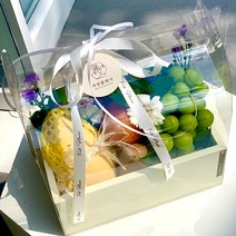 뉴플라스틱 선물 박스 투명케이스 과일 꽃 케이크 디저트 포장 플라스틱 종이 상자, 투명포장사각케이스 연노랑 중(5개묶음) 미조립