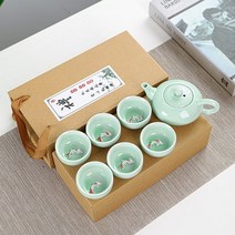 다기세트 티팟 찻잔 차주전자 청자 잉어 컵 쿵푸 선물 세트 가정용 간단한 휴대용 세라믹, a