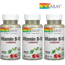 솔라레이 비타민B12 2000mcg 사탕정제 90정 3팩 맛있게섭취 천연체리맛 시아노코발라민 무설탕 코발라민, 1개, 기본