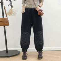 여성 겨울 코듀로이 바지 기모 밴딩 조거팬츠 빅사이즈