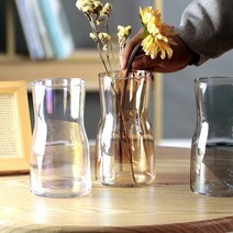 인테리어 크리스탈 유리 꽃병 화병 4종, 그레이