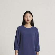 올리비아로렌 어깨라인 절개 쉬폰배색 티 블라우스 VOC ALWF7211 BL
