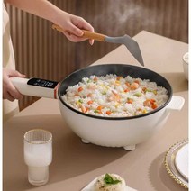 Rongshida 전기 프라이팬 올인원 다기능 전기냄비 튀김기, 3-5인용 특후 4.5L+ 찜통(지능형 다단계 조절)