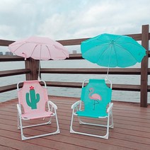 아기캠핑의자 유아파라솔세트 키즈캠핑의자 유아용캠핑의자 의자파라솔세트 휴대용, 01.하늘색