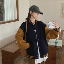 인스타그램 야구복 여 바바리 2021 빈티지 덧장 보온 박시 코트