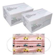 3겹 일회용 어린이 마스크 MB필터 캐릭터 덴탈 3중필터, 50매, 2개, 핑크자동차