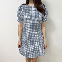 3color 퍼프 연말룩 트위드 체크 울 미니 원피스