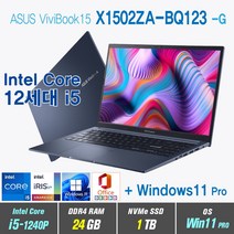 ASUS 비보북 15 X1502ZA-BQ123 + Win11 Pro포함 / 12세대 i5, WIN11 Pro, 24GB, 1TB, 12세대 인텔 코어 i5 1240P, 콰이어트 블루