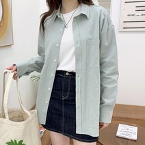 티데일리 남녀공용 플랫 15수 린넨 박시 남방 무지 오버핏 셔츠