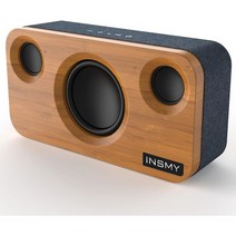 슈퍼 베이스가 장착된 INSMY 블루투스 스피커 서브우퍼 스테레오 쌍이 장착된 25W 라우드 대나무 홈 오디오 무선 스피커 마이크 AUX TF 카드가 장착된 딥 베이스 레트, Black, 블랙.