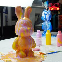 DIY 푸어링 아트 키트 플루이드 베어 래빗 피규어 저금통 만들기 세트, 래빗_라이트블루 핫핑크 바이올렛
