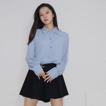 다나나나 볼륨소매 펄 버튼 쉬폰 블라우스