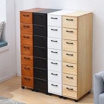 서랍식 폭좁은 수납장 틈새수납장 2-7단, 01 브라운 3단