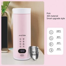 냉온수기 냉수 온수 셀프 소형 미니 정수기 110v 240v 휴대용 전기 뜨거운 물 병 주전자 여행 냄비 난방 건강 컵 스테인레스 스틸 작은 물 컵, 핑크 디지털 디스플레이, 5.Pink Smart Edition