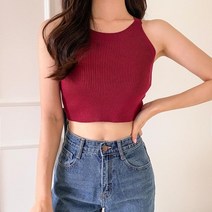 옷자락 [옷자락] 여자 여름 슬림핏 골지 홀터 나시