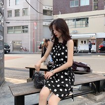 여름 도트 멜빵 와이드 레그 점프 슈트 여성 쉬폰 9 부바지