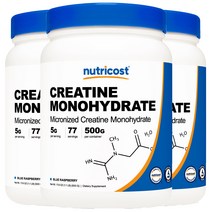 뉴트리코스트 마이크로나이즈드 크레아틴 모노하이드레이트 글루텐 프리, 500g, 3개