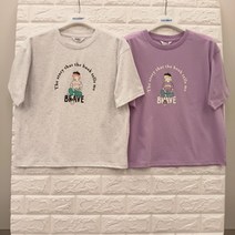 [에꼴리에] 22년 여름신상! **고품질 4.5부 크롭 반팔티~ 빠른배송** *2가지 색상* 주니어 여아용 멋스럽고 편안하며 시원하고 코디가 쉬운 4.5부 소녀 일러스트 크롭티