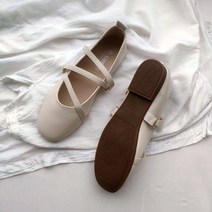 캐주얼 토우 심플 장식 여성 빅사이즈 뾰족코 드라이빙슈즈 발레리나플랫슈즈 데일리 스트랩