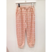 게스키즈 G로고 봄가을 전판 프린트 핑크 공용 바지 G26KDP091P1