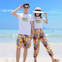 휴양지커플룩 성인 커플 시밀러룩 태국 휴가 여행 사진 복장 남성용 해변 여름