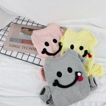 스마일 올인원 댕댕이 옷 옐로우 강아지 말티푸 웰시코기 강아지올인원옷, XL