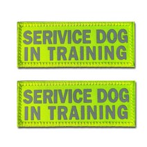 Harsgs 반사 서비스 강아지 패치 2개 반사 강아지 패치 후크 및 루프 고정 강아지 조끼 하네스 칼라., Green-Service Dog Do Not Pet