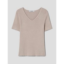 에잇세컨즈 립 조직 브이넥 반팔 니트 베이지 323351LYAA