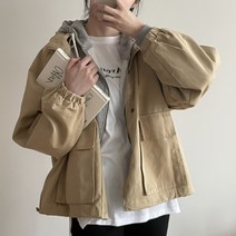 루즈핏 숏 하프야상 후드 하이넥