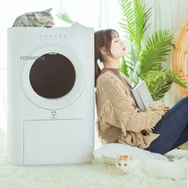 고양이 자동 화장실 스마트 항균 탈취 청소 완전 배변 상자 전기 밀폐형 배설물 스쿠핑 기계 Arenero Gato Cerrado, [01] Not APPWhite