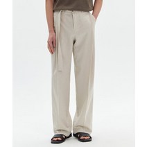 커스텀어클락 벨트 린넨 원턱 와이드 팬츠 바지 라이트베이지 COOSPT178라이트베이지