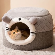 따뜻한 고양이 숨숨집 반려모 하우스 대형 캣 용품 보온 냥이 중형 겨울 펫 집, S, 그레이 토토로