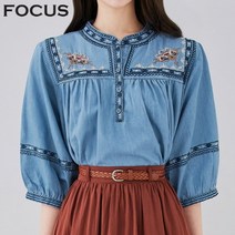 에스닉자수데님블라우스_VFI3F1BL5001