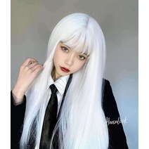 여자 통가발 은발 백금발 흰색 하얀 머리 생머리 긴, 1개