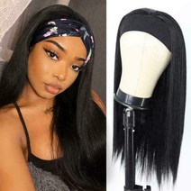 Vigorous Long Straight Synthetic Headband Wig Blonde Highlight Wigs for Women 20 Inch Headband Wigs for Daily Party Use, 01 20 inches, 02 Black
