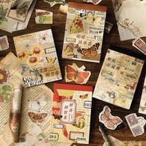 빈티지 콜라주 레터링 배경지 다꾸 종이 페이퍼 4종, 4.우표도감 (ME-1636)