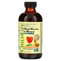 ChildLife (차일드라이프) Essentials 종합비타민 미네랄 천연 오렌지 망고 맛 237ml(8fl oz)옵션확인필수, 1개