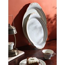 카라멜샵 시라쿠스 로렐 리프 타원쟁반 2p set (M+L), 블루로렐