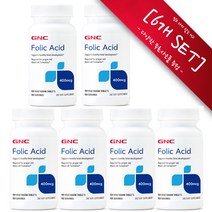 [사은품선택-6개 SET] GNC 엽산 400mcg 100정 (타블렛) GNC Folic Acid 400mcg 100tabs, 6개