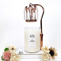 캔들백화점 롱스퀘어 크리스탈 ELSA 캔들워머+소이캔들 대용량 1000ml 대왕캔들 세트, ELSA 로즈골드화이트+레몬라벤더