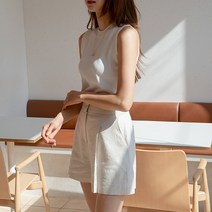 나인 (PT-4025)린넨 핀턱 셋업 쇼츠 팬츠