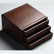 죽제 보이차 보관함 차통 보관용기 나무 차 케이스 수납함 3단 서랍형 티박스 저장박스 기프트박스, 단품