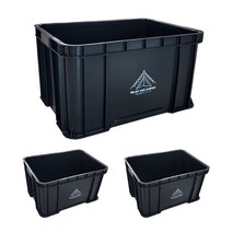 뉴플라스틱 캠핑상자 수납박스 만능6호 사각상자 운반상자 정리함 공구함 3개 1세트, 캠핑박스 52L 검정(3개묶음)